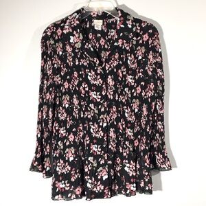 Covington‎ Dark Granny Floral Ripple Blouse